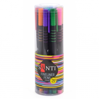 Файнлайнер SANTI  товщина лініі написання 0,4 мм комплект 20 кольорів (741660)