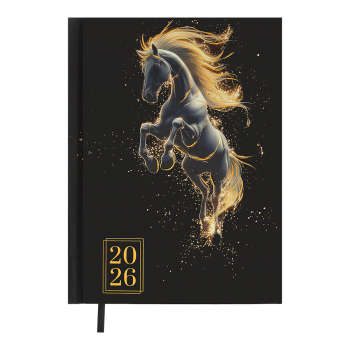 Щоденник датований 2026 HORSE, A5, чорний Buromax BM.2189-01