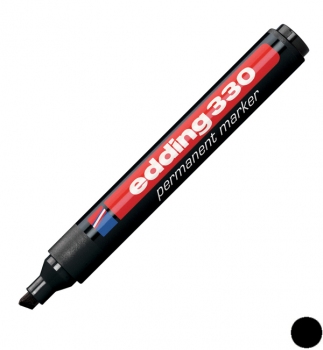 Маркер перманентный 1 - 5 мм, клиноподобный наконечник, черный, Edding Permanent marker e-330/01