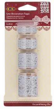 Комплект лент клейких декоративных Lace Bow ZB.63911 серебро