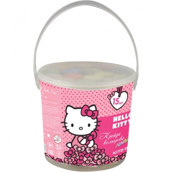Мел круглый, цветной JUMBO в ведерке 15 мелков KITE Hello Kitty HK17-074