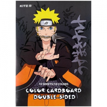 Картон кольоровий двосторонній А4 10 арк., 10 кольорів Naruto Kite nr 24-255