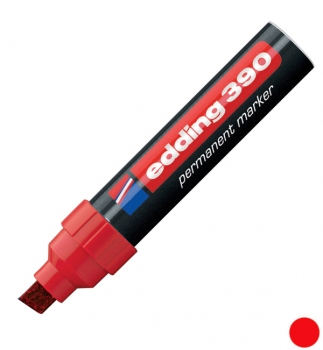 Маркер перманентний 4 -12 мм, скошений письмовий вузол Edding Permanent marker e-390/02 червоний