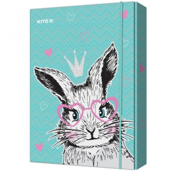 Папка для тетрадей B5, на резинках, картонная, Cute Bunny KITE k21-210-1