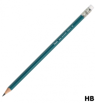 Олівець графітний твердом`який HB, шестигранний пластиковий корпус з ластиком, Axent 9004-А