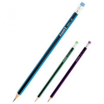 Олівець графітний твердом`який HB, тригранний з ластиком, Axent 9006-А