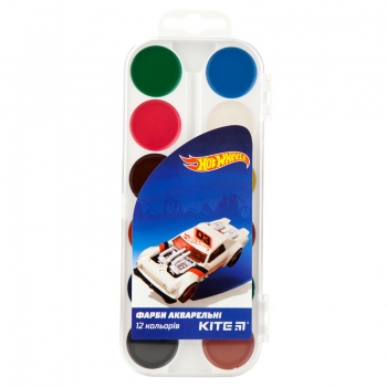 Фарби акварельні  без пензлика в пластиковому футлярі на 12 кольорів, KITE HW19-061