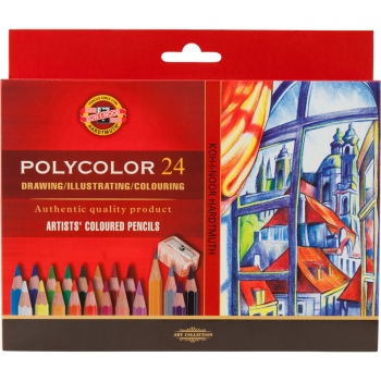 Художественные цветные карандаши POLYCOLOR 24 цвета в картонной упаковке Koh-i-noor 3834