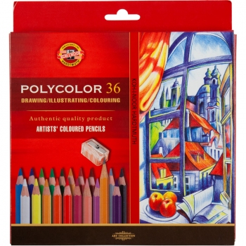Художественные цветные карандаши POLYCOLOR 36 цветов в картонной упаковке Koh-i-noor 3835