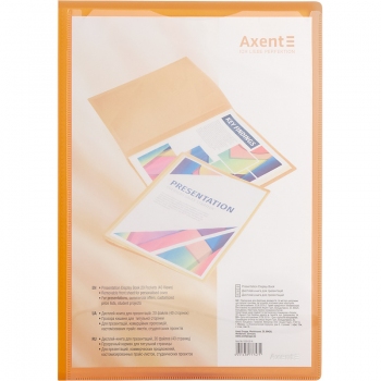 Папка пластикова на 20 файлів з кишенею на форзаці, А4 AXENT 1020-25-a помаранчева