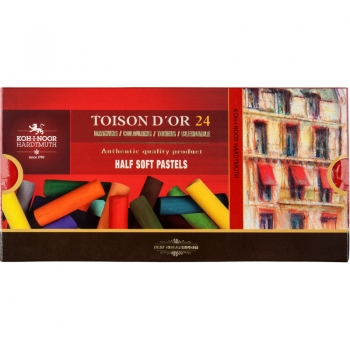 Мелки пастельные сухие , 24 цвета, TOISON D'OR  Ø10 мм, 1/2 (половинки) Koh-i-noor 8544