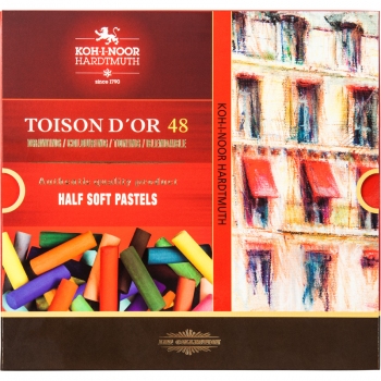 Крейда пастельна суха 48 кольорів, TOISON D'OR  Ø10 мм, 1/2 (половинки) Koh-i-noor 8546
