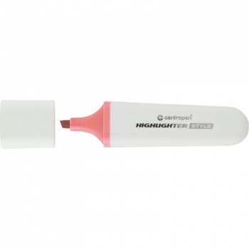 Маркер текстовий 1-4,6 мм клиновидний письмовий вузол Centropen Highlighter Style 6252/56 пастельний рожевий