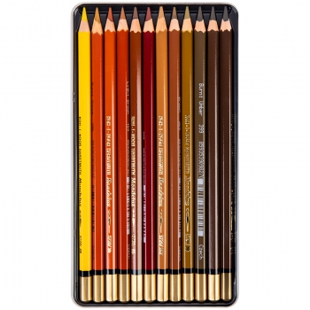 Олівці кольорові акварельні 12 кольорів в металевій упаковці Mondeluz BROWN LINE Koh-i-noor 3722012011