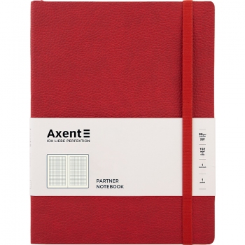 Записная книга Partner Soft L 190х250мм на 96 листов кремовый блок в клетку Axent 8615-06-a красная