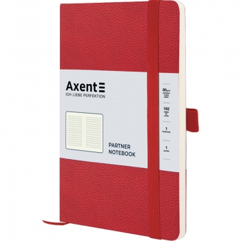 Записна книжка Partner Soft Skin А5-(125х195мм) на 96 арк. кремовий блок в клітинку Axent 8616-06-a червона