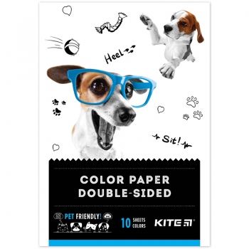 Папір кольоровий двостронній 10 арк., 10 кольорів А5 Dogs Kite k22-293