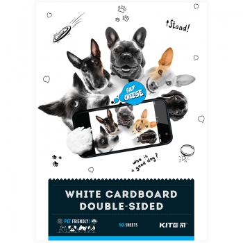 Картон білий  двосторонній 10 арк. A4 Dogs Kite k22-254