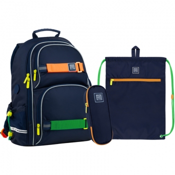 Набір рюкзак + пенал + сумка для взуття Kite WK 702 темно-синій set_wk22-702m-2
