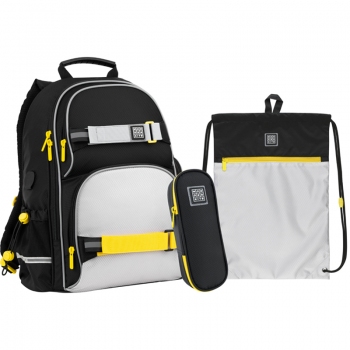 Набір рюкзак + пенал + сумка для взуття Kite WK 702 чорно-сірий set_wk22-702m-4