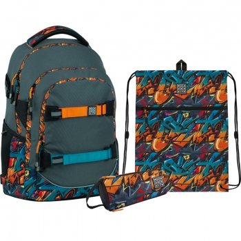 Набір рюкзак + пенал + сумка для взуття Kite WK 727 Graffity set_wk22-727m-2