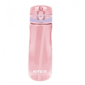 Бутилочка для води с трубочкой, 600 мл, рожева Kite k22-419-01
