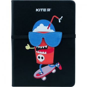 Записна книжка інтегральна обкладинка 176*125 мм, 96 арк., білий блок в клітинку Black skate Kite k22-464-4