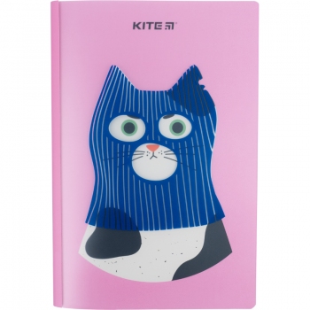 Записна книжка А5+(165х205 мм) на 40 арк., пластикова обкладинка, білий блок в клітинку Gangster cat Kite k22-460-3