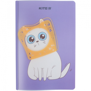 Записна книжка А5+(165х205 мм) на 40 арк., пластикова обкладинка, білий блок в клітинку Bread cat Kite k22-460-4