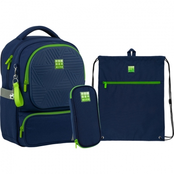 Набір рюкзак + пенал + сумка для взуття Kite WK 728 темно-синій set_wk22-728m-2