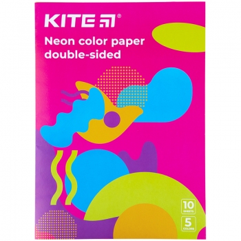 Папір кольоровий двостронній неоновий А4 10 арк. 5 кольорів Fantasy Kite k22-252-2