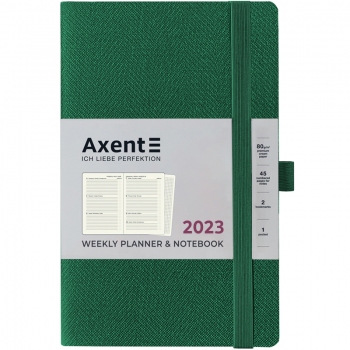 Щотижневик 2023 Partner Soft Fabric, 125*195, Axent 8514-23-23-a темно-зелений