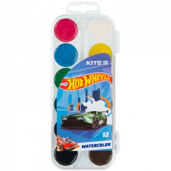 Фарби акварельні 12 кольорів в пластиковій упаковці Hot Wheels Kite hw23-061
