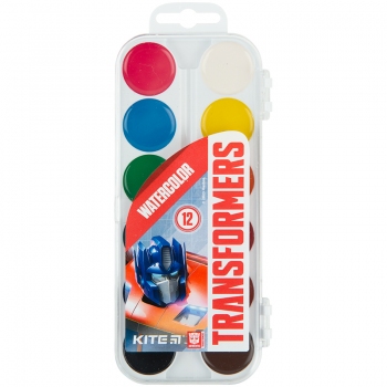Фарби акварельні 12 кольорів в пластиковій упаковці Transformers Kite tf23-061