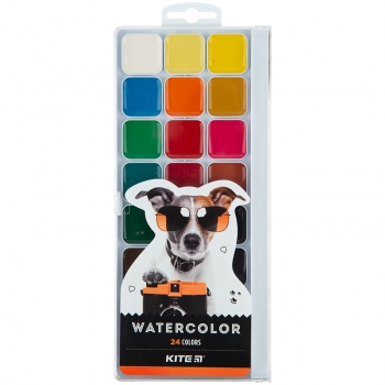 Фарби акварельні 24 кольори в пластиковій упаковці Dogs Kite k23-442