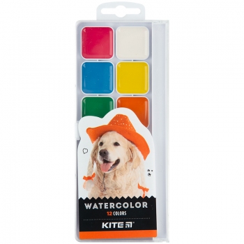 Фарби акварельні 12 кольорів в пластиковій упаковці Dogs Kite k23-061