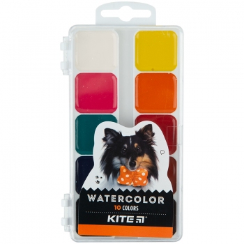 Фарби акварельні 10 кольорів в пластиковій упаковці Dogs Kite k23-060