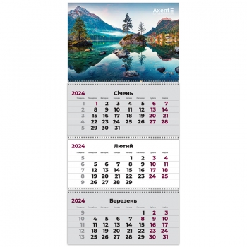 Календар квартальний настінний 2024 рік, три пружини Water 3 Axent 8803-24-9-a