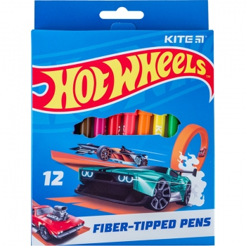 Фломастери 12 кольорів в картонній упаковці Hot Wheels Kite hw24-447