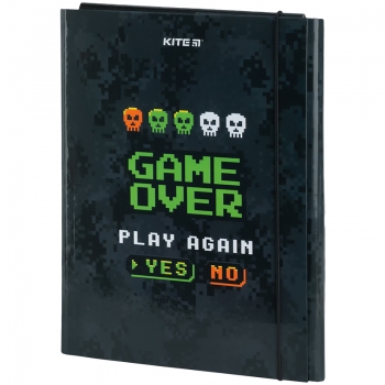 Папка для праці на гумках формат А4+, Game over Kite k23-213-02