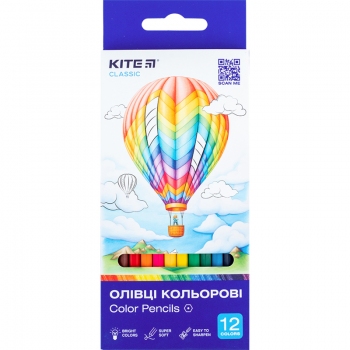 Олівці кольорові 12 кольорів в упаковці Classic Kite k-051