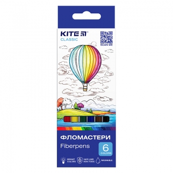 Фломастери 6 кольорів в картонній упаковці Classic Kite k-446