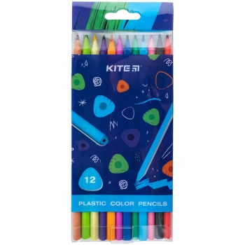 Олівці кольорові пластикові тригранні 12 кольорів Triangle Kite k24-049-3