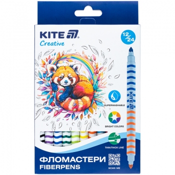 Фломастери двосторонні, набір 24 кольори Creative Kite k-1151