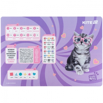 Підложка поліпропіленова настільна для писання, 42,5x29см, PP Studio Pets Kite sp25-207
