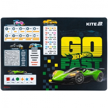 Підложка поліпропіленова настільна для писання, 42,5x29см, PP Hot Wheels Kite hw25-207-1