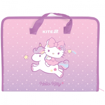 Папка-портфель на блискавці з ручками на одне відділення A4, Hello Kitty Kite hk25-202-1