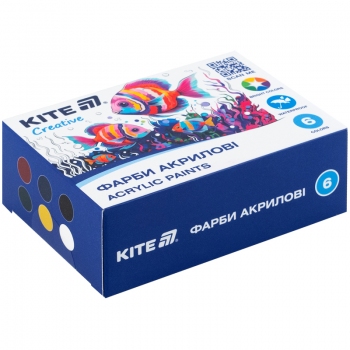Фарби акрилові, 6 кольорів, 20 мл, Kite Creative Kite k-271
