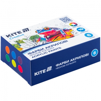Фарби акрилові, 6 неонових кольорів, 20 мл, Kite Creative Kite k-274