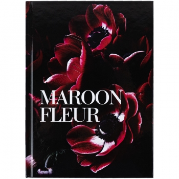 Записна книжка А5, 96 арк. в клітинку в твердій обкладинці Maroon fleur Axent 8459-1-a